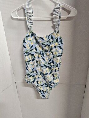 Womens Size medium Idopip Blue Floral One-Piece Swimsuit with wrap